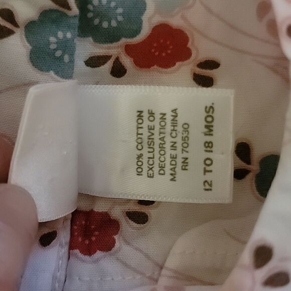 JANIE AND JACK WHITE POPPY PRINT SUMMER TOP, SIZE 12-18 MONTHS - Picture 5 of 9